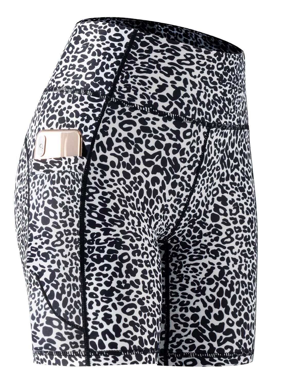 CADMUS High Waist Tummy Control Compression Shorts for Women Fitness Workout Running Shorts with Pockets, 23# Black White, Pack of 1, S