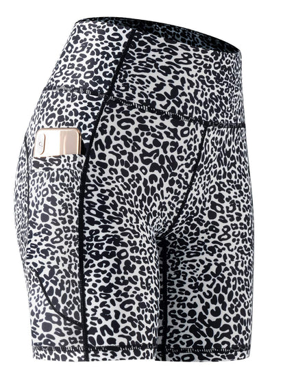 CADMUS High Waist Tummy Control Compression Shorts for Women Fitness Workout Running Shorts with Pockets, 23# Black White, Pack of 1, S