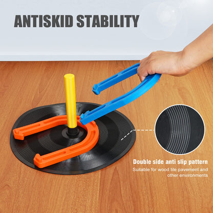Win SPORTS Rubber Horseshoes Game Set for Outdoor Indoor Games,Beach Games - Perfect for Backyard and Fun for Kids and Adults! (Orange&Blue)