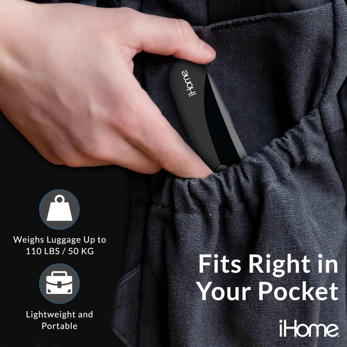 iHome Digital Luggage Scale, Battery Included, Travel Scale Luggage Weight, Baggage, Suitcase Scale, Luggage Scale Travel Digital, Hanging Scale, Luggage Weight Scale