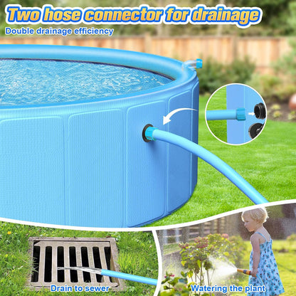 97In Extra Large Anti-Slip Dog Pool with Sprinkler, Sturdy 2-in-1 Foldable Hard Plastic Kiddie/Kids Swimming Pool, Summer Swimming Bath Tub for Kids/Large Dogs/Pets