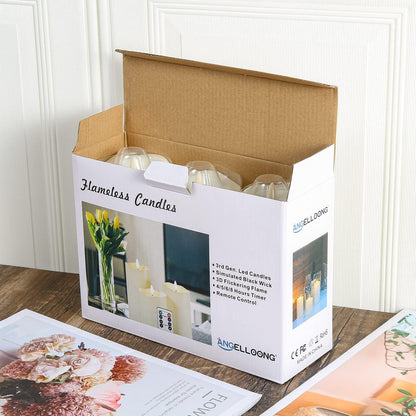 ANGELLOONG Flickering Flameless Candles, Realistic LED Candles with Remote and Timer, Set of 3 Battery Operated Candles for Room Fall Home Decor Wedding Christmas Decorations