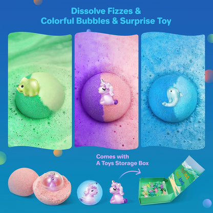 Bath Bombs for Kids with Toys Inside - 24 Pack Kids Bath Bombs with Glow in The Dark Surprise Toys Inside, Natural Organic Bubble Bath Fizzy, Christmas Gifts for Kid Girls Boys, Stocking Stuffers
