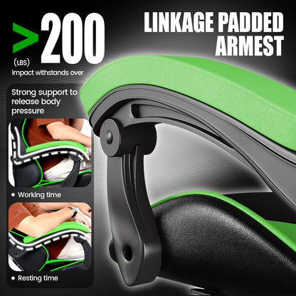 Bigzzia Gaming Chair, Computer Game Chair with Lumbar Support, Comfortable Video Game Chairs for Adults Kids, Racing Style Gamer Chair with 360°-Swivel Seat and Headrest