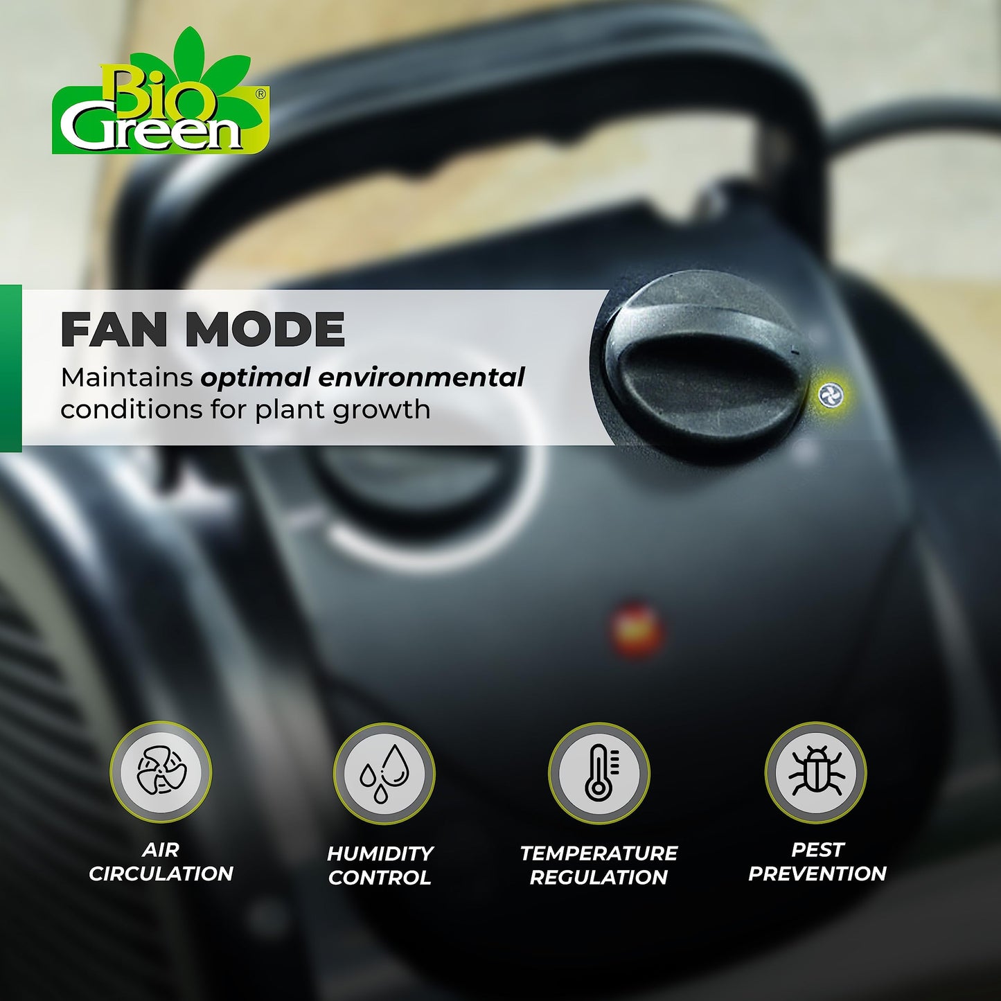 Bio Green PAL 2.0/USDT Palma Greenhouse Heater incl. Digital Thermosta, 11 x 8 x 12.5" / 280 x 195 x 315 mm