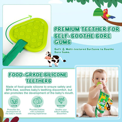 BBWOO Baby Book Toy 0-6 Months - Baby Boy Girl Shower Gift - Tummy Time Toy for Infant 6 to 12 Months - Touch and Feel Crinkle Book for Newborn Toddler with Teether - Easter Basket Essentials Stuffers