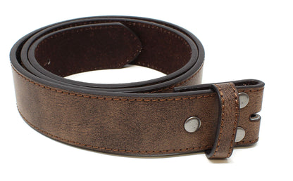 BC Belts Leather Belt Strap with Vintage Distressed Texture 1.5" Wide with Snaps (Dark Brown-XL)