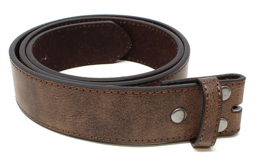 BC Belts Leather Belt Strap with Vintage Distressed Texture 1.5" Wide with Snaps (Dark Brown-XL)