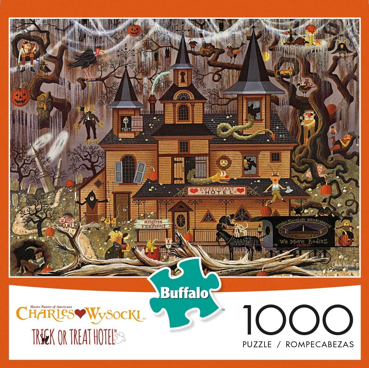 Buffalo Games - Charles Wysocki - Trick or Treat Hotel - 1000 Piece Jigsaw Puzzle For Adults -Challenging Puzzle Perfect for Game Nights - Finished Size is 26.75 x 19.75