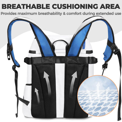 Heytrip Cooler Backpack 36 Cans Insulated Cooler Bag, Keep Freeze for 20 Hours, Waterproof & Leak-Proof Cooler with Multi-Compartments(White)