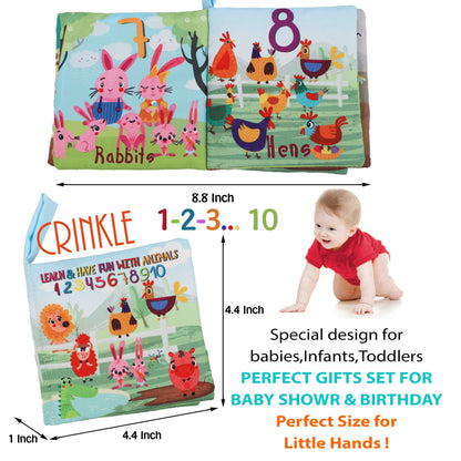 Baby Books Toys Gifts, Touch and Feel Cloth Crinkle Books for Babies,Infant Toddler Baby 0-3-6-12-18 Months, Early Learning Toys 6 to 12 Months 1-2 Years Old, Easter Shower Gift for Boys Girls,6 PCS