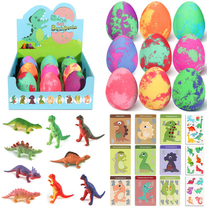 Bath Bombs for Kids with Surprise Toys Inside - 9 Pack Organic Dinosaur Bath Bombs Gift Set, Bubble Bath Fizzes, Dinosaur Toys for Kids 3 4 5 6 7 8 9 Years, Stocking Stuffers for Kids, Christmas Gifts