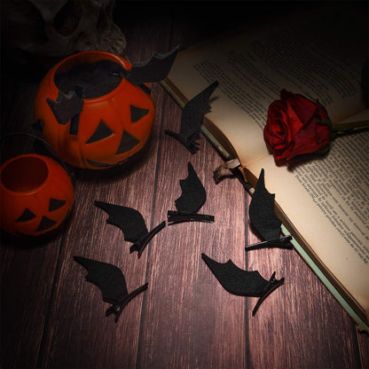 WILLBOND 4 Pairs Halloween Hair Clips Bat Wings Clip Devil Clips Hairpin Hair Accessories for Halloween Cosplay Party Costume Black