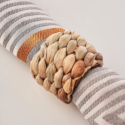 BEIBANG 6pcs Farmhouse Napkin Rings Holder by Handmade, Rustic Woven Napkin Rings Holder, Fall Woven Napkins Rings for Thanksgiving, Christmas, New Year Eve, Easter