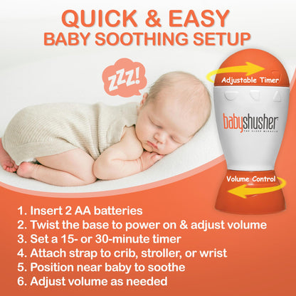 Baby Shusher Portable Sound Machine - White Noise Sound Machine, Baby Soother for Sleeping, Newborn Essentials for Crib, Battery Operated Hush, Travel Friendly - 1 Count