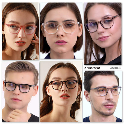 ANDWOOD Blue Light Blocking Glasses Women Men Computer Small Face Clear Bluelight Blocker Eyeglasses Frame Square Tortoise