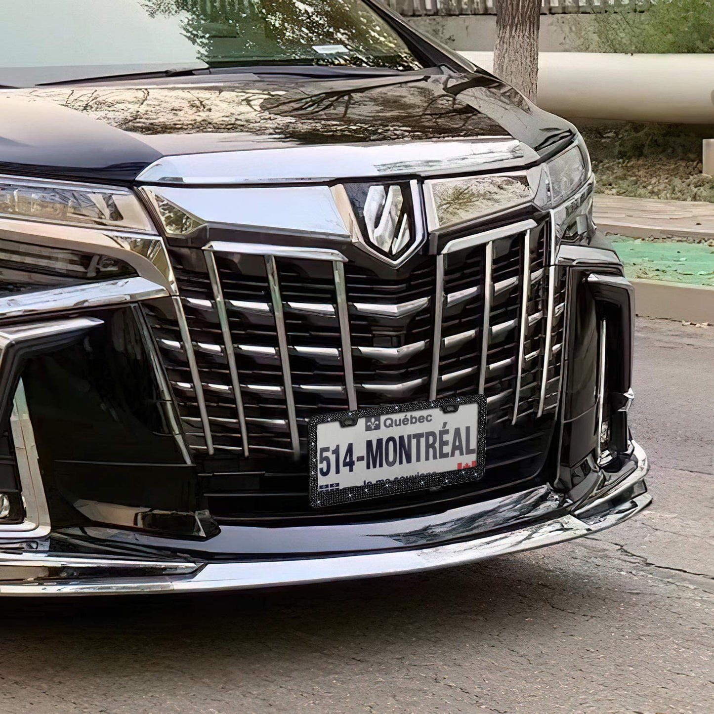 Bling License Plate Frame for Women, 1PCS Sparkly License Plate Frames| Over 1200 pcs 14 Facets Bedazzled Clear Glass Diamond Rhinestone Crystals w/Free Glitter Diamond Box (Black)