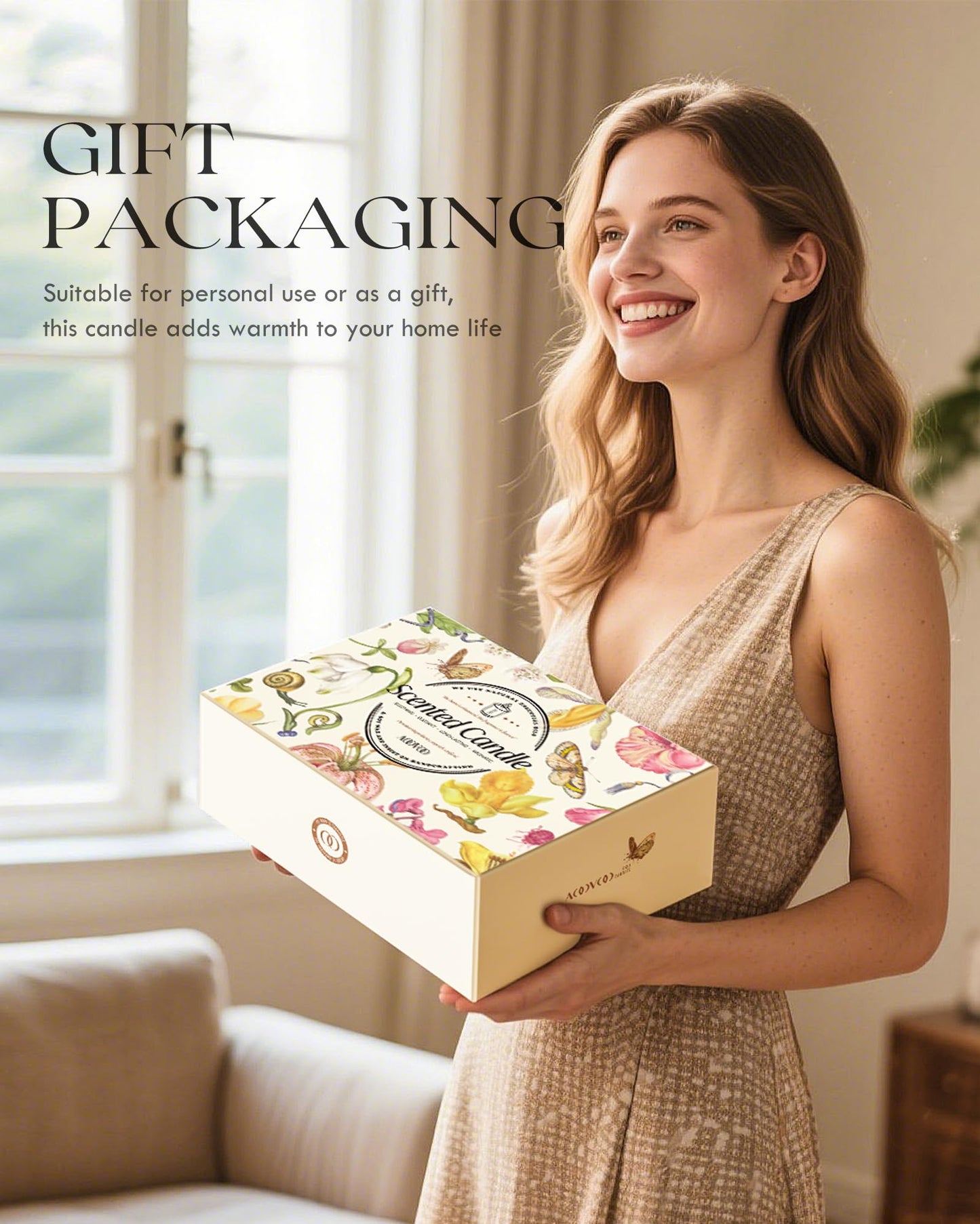 AOOVOO Fall Candles - 6 PC Scented Candle, 42 oz Soy Candles, Soy Candle for Home Scented, Apple Pie/Cinnamon Roll/Cinnamon Apple/Pumpkin Nutmeg Pie/Pumpkin Spice/Baking Spice