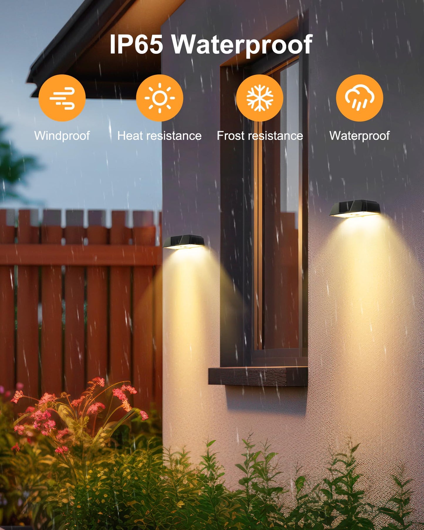 Brightown Solar Fence Lights Outdoor - 6 Pack Solar Deck Light with Warm White, Cool White, 7 RGB Color, Fade/Jump Modes, Solar Lights Outdoor Waterproof for Outside Yard Step