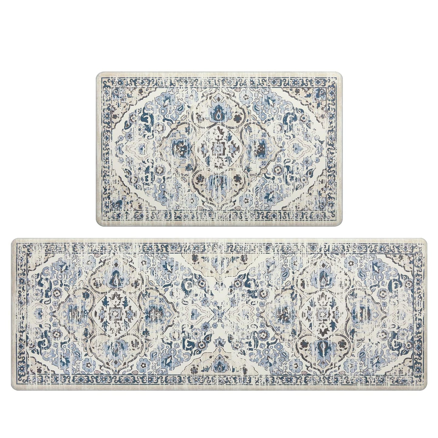 Ileading Anti Fatigue Kitchen Rugs Sets of 2 Cushioned Kitchen Mats for Floor Waterproof Kitchen Mat Set Non Slip Comfort Standing Mat for Kitchen, Office, Sink, Laundry
