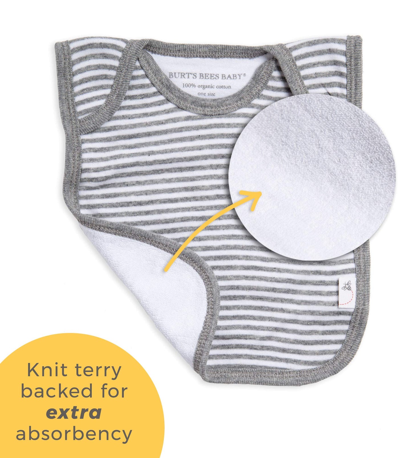 Burt's Bees Baby - Bibs, 5-Pack Lap-Shoulder Drool Cloths, 100% Organic Cotton with Absorbent Terry Towel Backing (Hello Moon!)