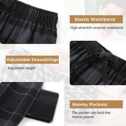 BAMBOO COOL Men's Pajama Bottoms Plaid Pajamas Pants for Men Soft Long Lounge Woven Pj Sleep Pant with Pockets