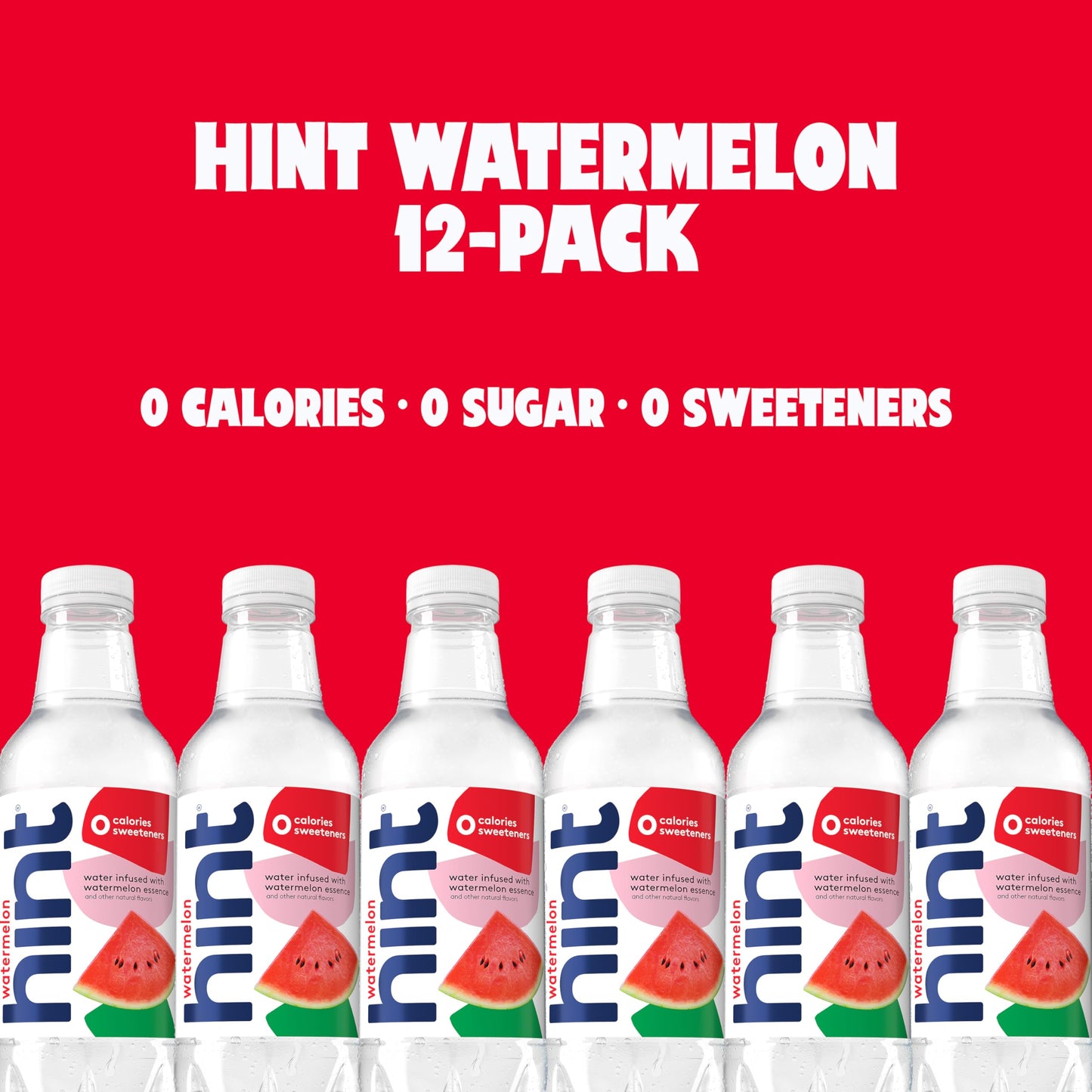 Hint Fruit-Infused Bottled Water, Watermelon - Sugar Free Flavored Water with Zero Calories, Naturally Flavored, and No Artificial Sweeteners - 16 Fl Oz (Pack of 12)