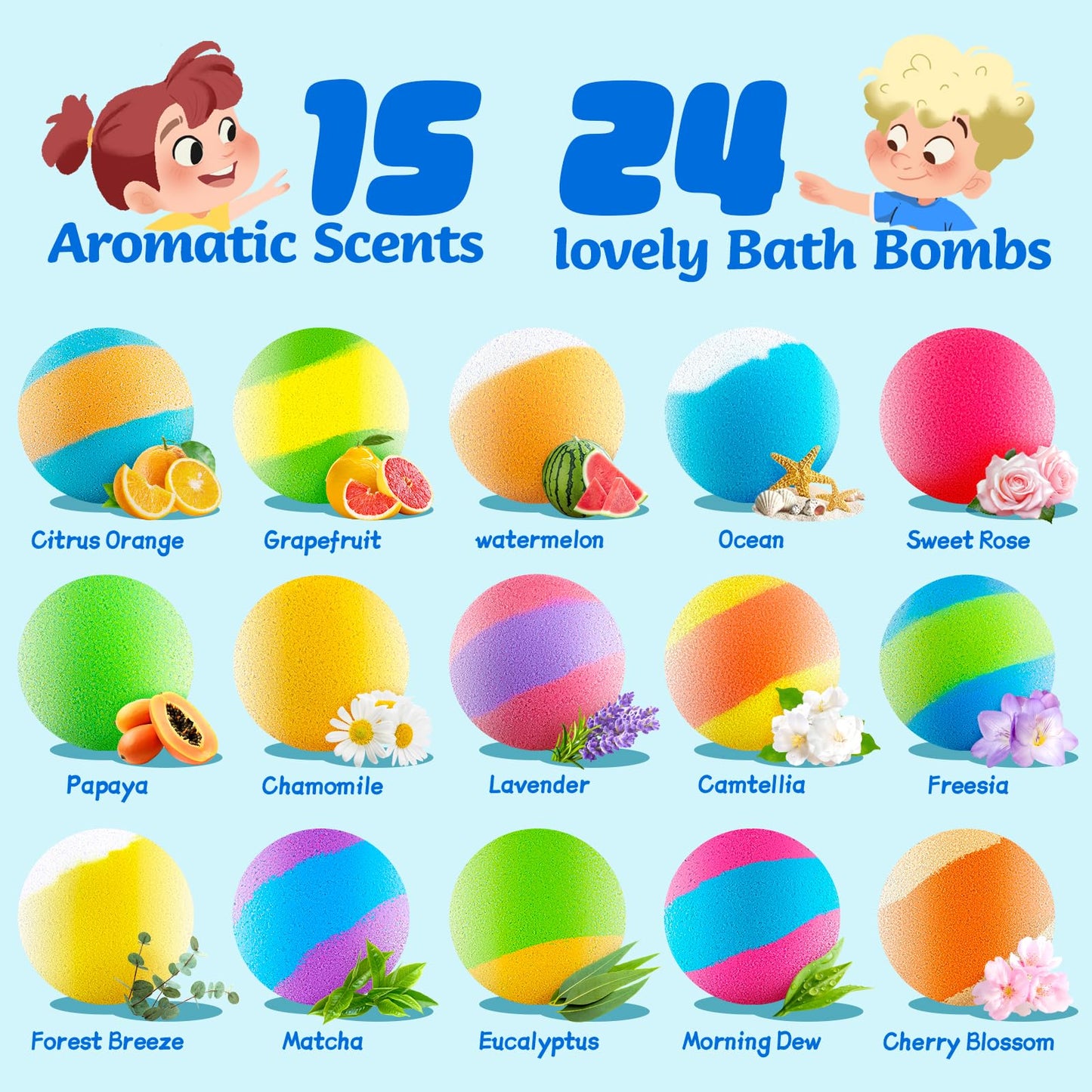 BubbleTail 24 Pack Puppy Bath Bombs for Kids - Each with Surprise Dog Figurine Inside, 12 Scents, Bath Bombs with Toys, Skin-Friendly, Birthday Party Favors & Stocking Stuffers for Boys & Girls