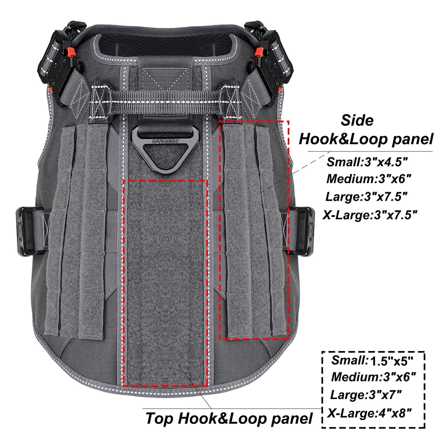 ICEFANG Tactical Dog Harness,Large Size, 2X Metal Buckle,Working Dog MOLLE Vest with Handle,No Pulling Front Leash Clip,Hook and Loop Panel