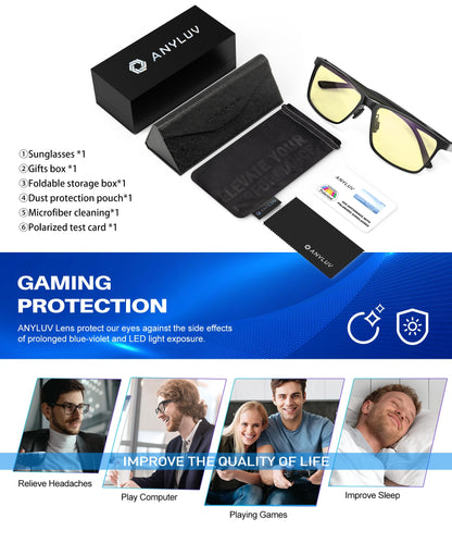 ANYLUV Blue Light Glasses Men/Women, Al-Mg Metal Computer Blue Light Blocking Glasses, Relieve Eyestrain and Eye Protection