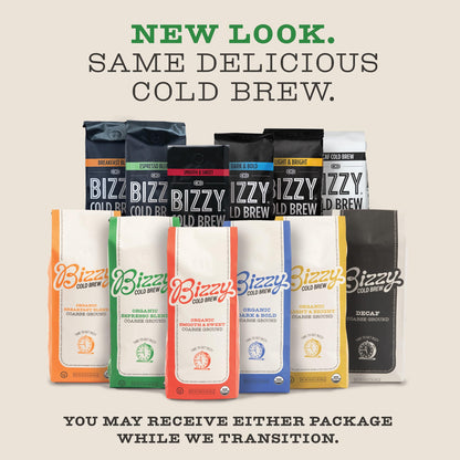 Bizzy Cold Brew Coffee | Decaf Blend | Water Process | Coarse Ground Coffee | Micro Sifted | Specialty Grade | 100% Arabica | 1 LB