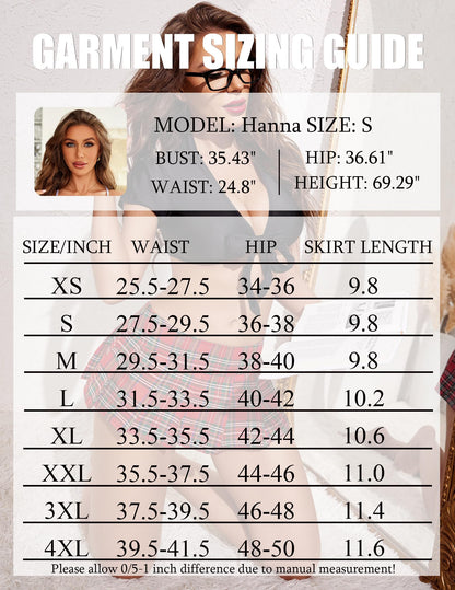 Avidlove Women Role Play Mini Plaid Skirt Polyester Red Sexy Schoolgirl Lingerie, Red (FBA) M = US S