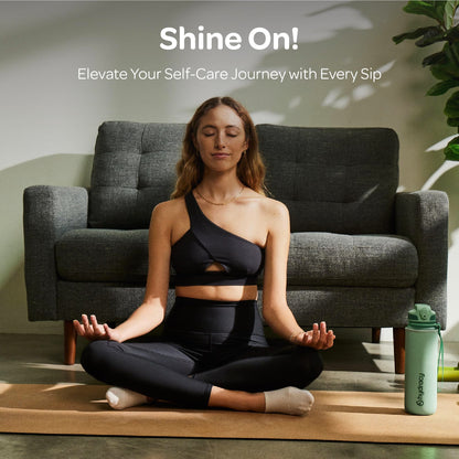 Hydracy Water Bottle with Time Marker - Large 32 oz BPA Free Gym Bottle & No Sweat Sleeve -Leak Proof Lid with Fruit Infuser Strainer & Times to Drink - Ideal for Fitness Sports & Outdoors