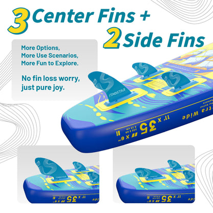 iTAOSTAR J07CP 35" Extra Wide Stand Up Paddle Board, More Balance Inflatable Paddle Board with 5 Fins for Beginner，Paddle Boards for Adults of All Skill Levels