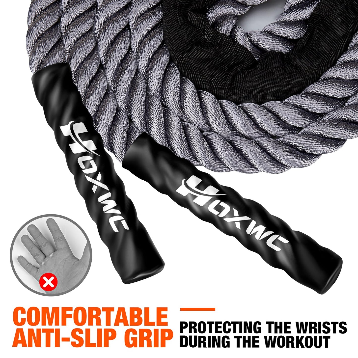 HOXWC Weighted Jump Rope, 2lb Heavy Duty Jump Rope for Fitness, Battle Rope for Fitness Training, Full Body Exercise at Home Gym for Men and Women, Strengthening Legs, Arms and Stabilizing Muscles