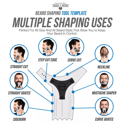 Beard Shaper & Beard Shaping Tool for Men, Beard Lineup Guide Template, Perfect for Styling and Edging, Includes Dual Action Beard Comb & Barber Pencil Liner