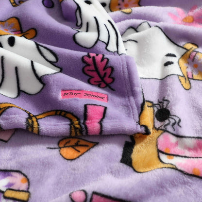 Betsey Johnson - Blanket, Buttery-Soft Throw Blanket for Couch or Bed, Boldly Plush & Oversized Bedding, Halloween Decor (Howdy Ghouls Purple, 50" x 70")