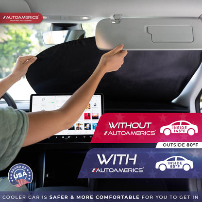 Autoamerics Windshield Sun Shade 2-Piece Foldable Car Front Window Sunshade for Most Sedans SUV Truck - Auto Sun Blocker Visor Protector Blocks Max UV Rays and Keeps Your Vehicle Cool - Medium Fit
