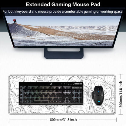 Canjoy Gaming Mouse Pad, Topographic Contour Mouse Pad 31.5x11.8inch Large Extended Computer Mouse Mat Keyboard Full Desk Mousepad for Gaming, Office, Home