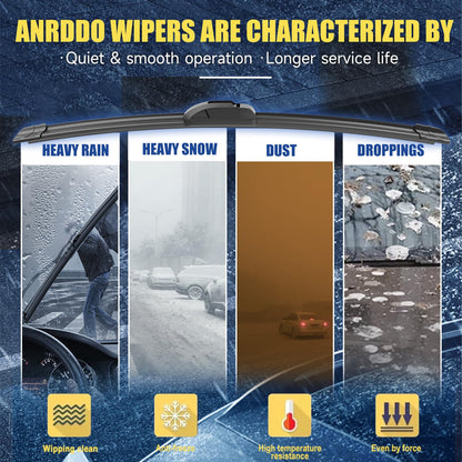 3 Wipers Factory Replacement For 2008-2018 Jeep Wrangler JK 2007 2008 2009 2010-2017 Jeep Wrangler Original Equipment Windshield Wiper Blades Set 15"+15"+13" (Set of 3) U/J HOOK