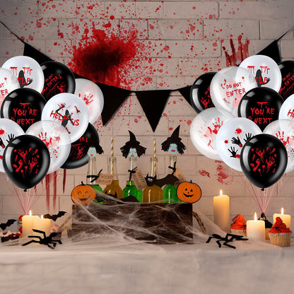 Aoriher 45 Pcs Scary Halloween Balloons 12 Inches Bloody Latex Balloons Eye Blood Splatter Decorations Horror Zombie Decor for Birthday Vampire Haunted House Party Supplies(Scared Style)