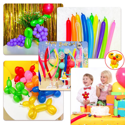 Black 260 balloons, Thickening Latex Black 260q Balloons for Animal Model, 100pcs Black Long Twisting Balloons for Halloween Xmas Presents, Animal Shape Weddings, Birthdays Clowns.