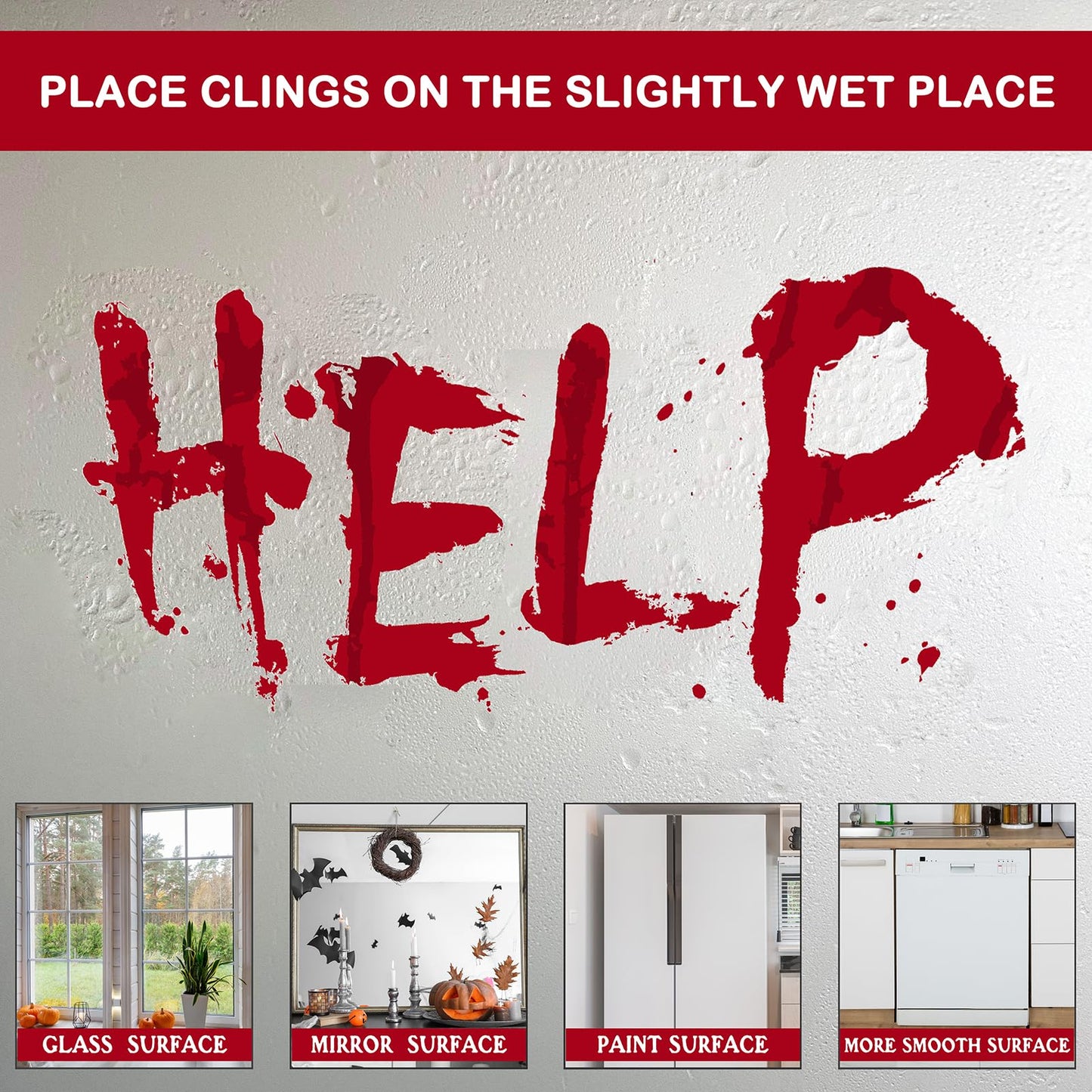 AREOK 139 Pcs Bloody Handprint Footprints Stickers - Halloween Bloody Window Clings Decals Decor Hand Prints - Spooky Scary Blood Halloween Window Decorations for Party Car Floor Mirror Door Bathroom