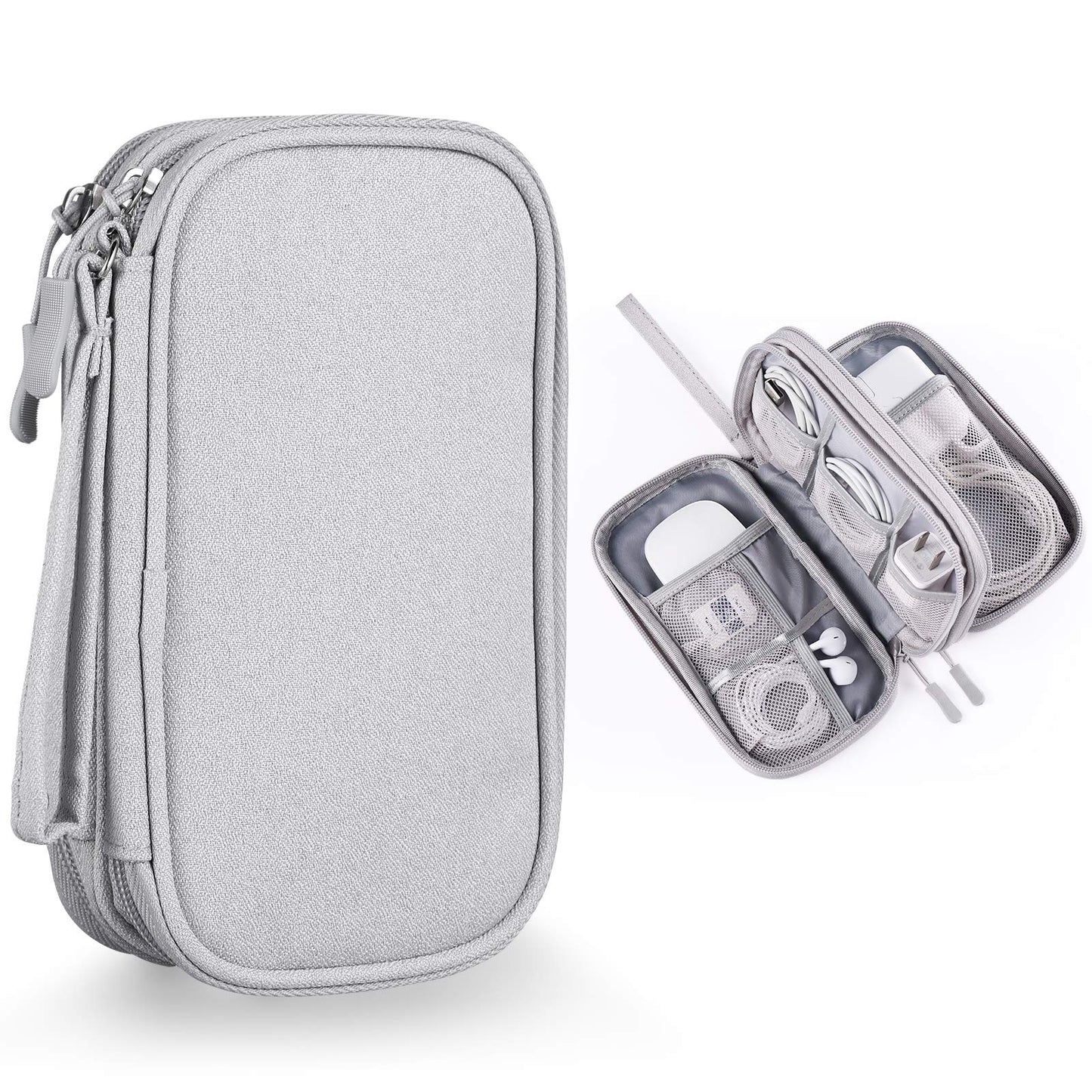 Bevegekos Electronics Accessories Organizer Pouch Bag, Designed for Power Adapter/Charger/Cables/Mouse, for Travel (Light Grey)