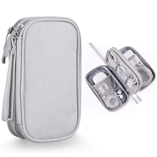 Bevegekos Electronics Accessories Organizer Pouch Bag, Designed for Power Adapter/Charger/Cables/Mouse, for Travel (Light Grey)
