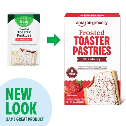 Amazon Grocery, Frosted Toaster Pastries, Strawberry, 13.5 Oz, 8 Ct (Previously Amazon Fresh, Packaging May Vary)