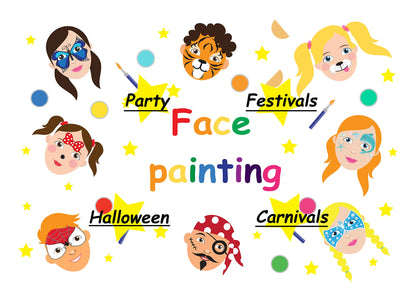 BOBISUKA Face Painting Kit for Kids - 16 Colors Water Based Body Face Paint Includes Brushes,Sponges,Glitters,Gem Sheet,Instructions,Stencils for Halloween Party Costume SFX Makeup