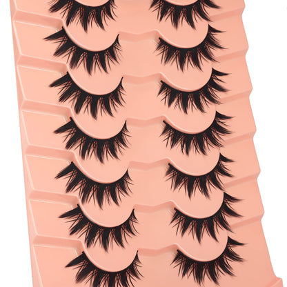 Winifred False Eyelashes - Anime Wispy Cat Eye Natural Spiky Thick Manga Lashes for Cosplay