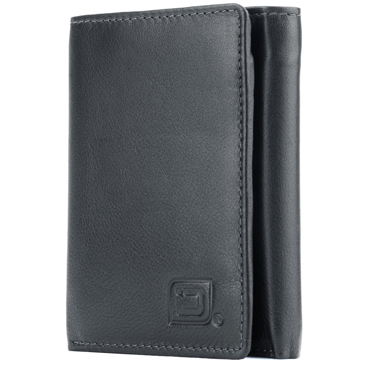 ID Stronghold Men's Leather Trifold Wallet - RFID Blocking - Black Wallet with Gift Box