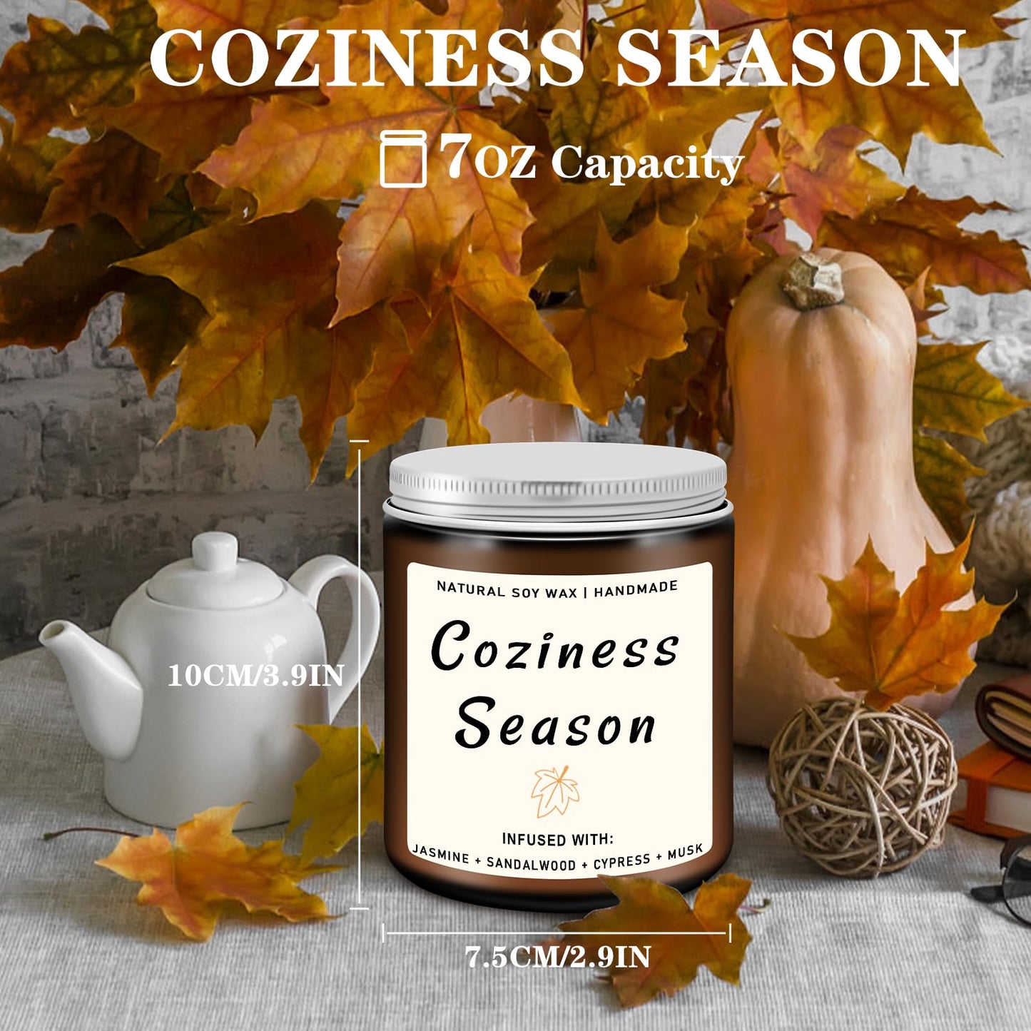 Homsolver Set of 4 Fall Scented Candles, Home Fall Decor, Candles Gifts for Women Men - Apple Pie/Autumn Wreath/Cozy Season/Cinnamon Pumpkin Scented for Autumn